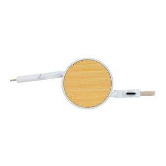 XD Collection RCS recycled plastic Ontario 6-in-1 retractable cable White