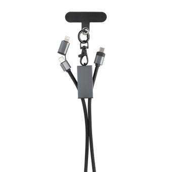 XD Xclusive Terra 60Wduales Ladekabel aus RCS recyceltem PET mit Lanyard Grau/schwarz