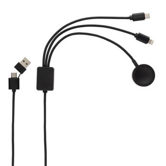 XD Xclusive Terra RCS rPET 6-in-1-Ladekabel mit Uhrenladegerät Grau