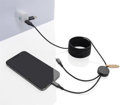 XD Xclusive Terra 3 Meter 4-in-1-Kabel aus RCS recyceltem PET Grau