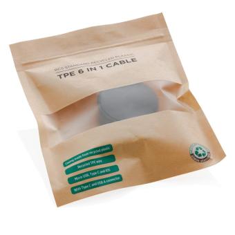 XD Collection 6-in-1 Kabel aus TPE und RCS Standard recyceltem Kunststoff Schwarz