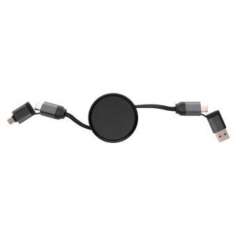 XD Xclusive Terra aufrollbares 6-in-1 45W-Kabel aus RCS recyc. Aluminium Grau