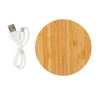 XD Collection Bamboo 5W round wireless charger Brown