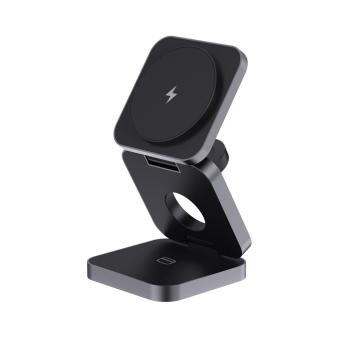 XD Xclusive Terra faltbares 3-in-1 15W Charger aus RCS rec. Aluminium Grau