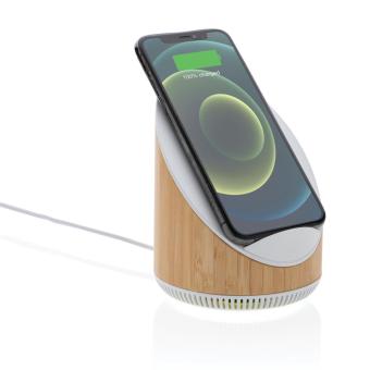 XD Xclusive Ovate bamboo 5W speaker with 15W wireless charger Brown