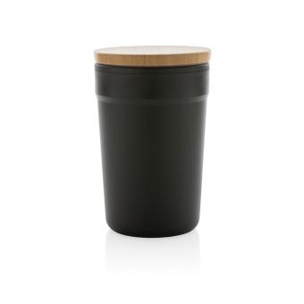 XD Collection GRS certified recycled PP mug with bamboo lid Black