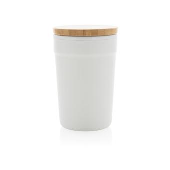 XD Collection GRS certified recycled PP mug with bamboo lid White