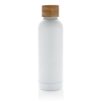 XD Collection Wood RCS certified recycled stainless steel vacuum bottle White