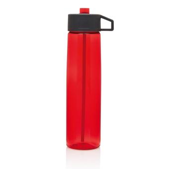 XD Collection Tritan Trinkflasche mit Strohhalm Grau/rot
