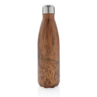 XD Collection Vakuumisolierte Stainless Steel Flasche mit Holzoptik Braun