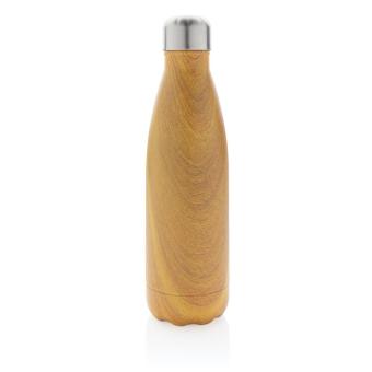 XD Collection Vacuum insulated stainless steel bottle with wood print Yellow