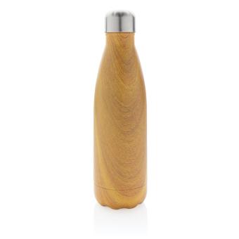 XD Collection Vakuumisolierte Stainless Steel Flasche mit Holzoptik Gelb