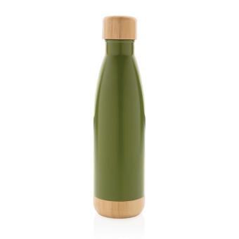 XD Collection Vacuum stainless steel bottle with bamboo lid and bottom Green