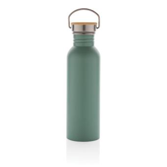XD Collection Moderne Stainless-Steel Flasche mit Bambusdeckel Grün