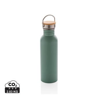 XD Collection Moderne Stainless-Steel Flasche mit Bambusdeckel 
