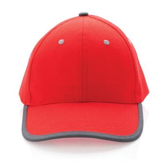 XD Collection Impact AWARE™ Brushed rcotton 6 panel contrast cap 280gr Red