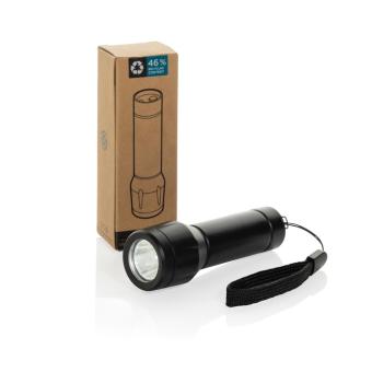 XD Collection Flara USB-aufladbare Taschenlampe aus RCS recyceltem ABS Schwarz