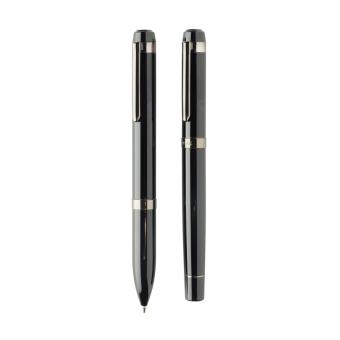 Swiss peak OSLO recycled stainless steel deluxe pen set Black