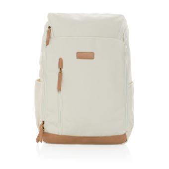 XD Collection Impact AWARE™ 16 oz. recycled canvas 15" laptop backpack Off white