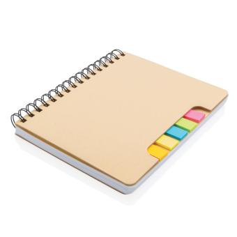 XD Collection A5 Kraft spiral notebook with sticky notes Khaki