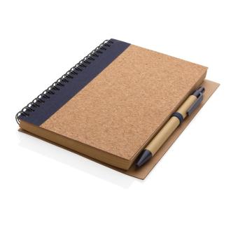 XD Collection Cork spiral notebook with pen Aztec blue