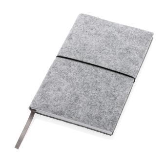 XD Collection GRS certified recycled felt A5 softcover notebook Convoy grey