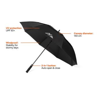 Nordic Drift Trail 27" AWARE™ RPET Sturm-Schirm mit UPF 50+ Schwarz