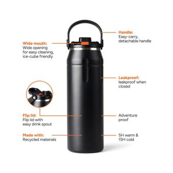 Nordic Drift trail Isolierte RCS Sportflasche 940ml Schwarz