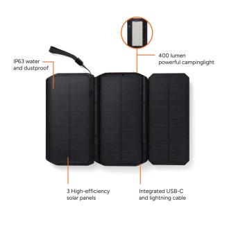 Nordic Drift Titan 10.000mAh Solar Powerbank with 3 Panels Schwarz
