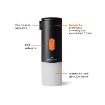 Nordic Drift Titan 2-in-1-Luftpumpe und Campinglampe Schwarz