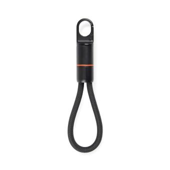 Nordic Drift Everest USB-C 60W-Schnellladekabel m. Karabiner Schwarz