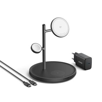 Anker MagGo Kabellose Ladestation (3-in-1 Ständer) Schwarz