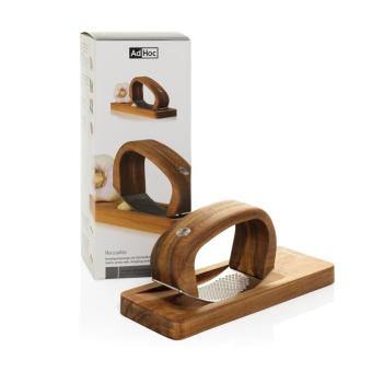 AdHoc RoccaAlio Knoblauchpresse mit Schneidebrett Braun