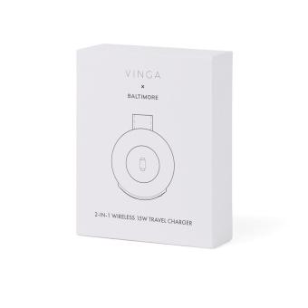 VINGA Baltimore 2-in-1 kabelloser 15W RCS Travel Charger Beige