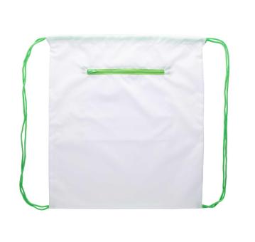 CreaDraw Zip custom drawstring bag White/green