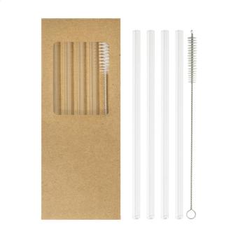 Borosip glass straw set Transparent