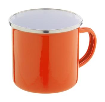 Enavint Emailletasse Orange/weiß