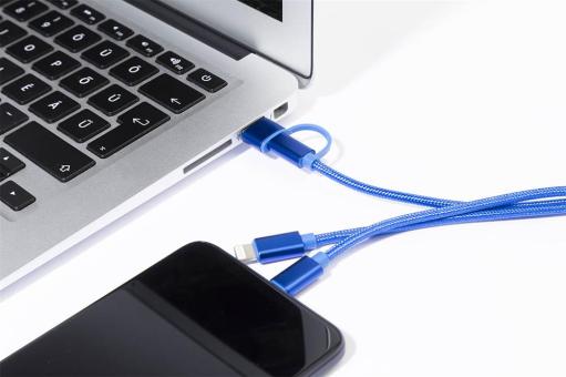 Rafob USB-Ladekabel mit Schlüsselanhänger Blau