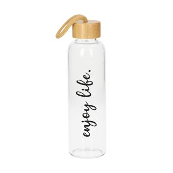 Glass bottle with sleeve "Bamboo" 0,55 l Transparent