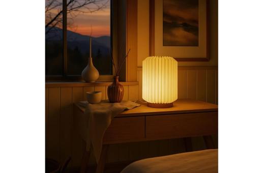 InSideOut Coollux faltbare Papier LED-Lampe Aurora auf Holzsockel, 22cm Natur