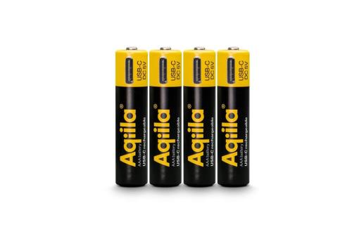 Aqiila Rechargeable USB-C Batteries AAA 600mAh 4-p Black