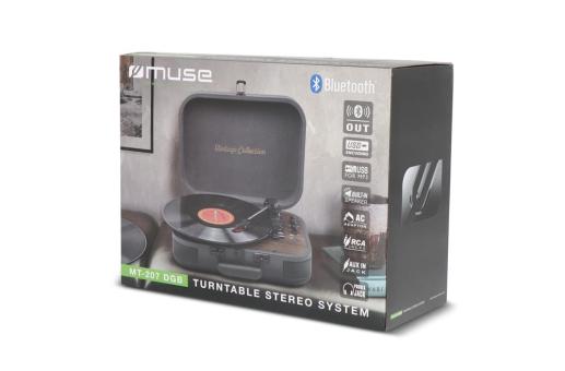 MT-207|Muse Vintage Turntable with BT-out Dark grey
