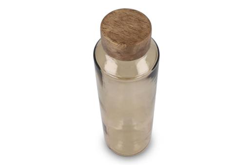 InSideOut Recycelte Glaswasserflasche ReuuZ mit Holzverschluss 650 ml Braun