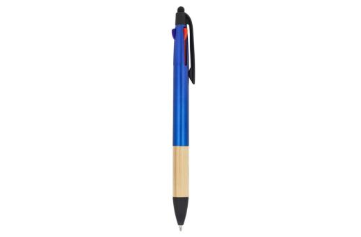 3-Farben-Stift mit Bambusgriff Blau