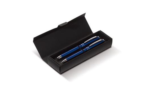 Pen set 2 stripes barrel metal 