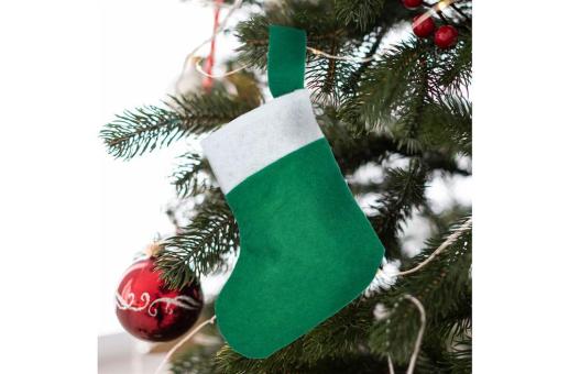 Filz-Weihnachtsstrumpf 20 cm Weiß/grün