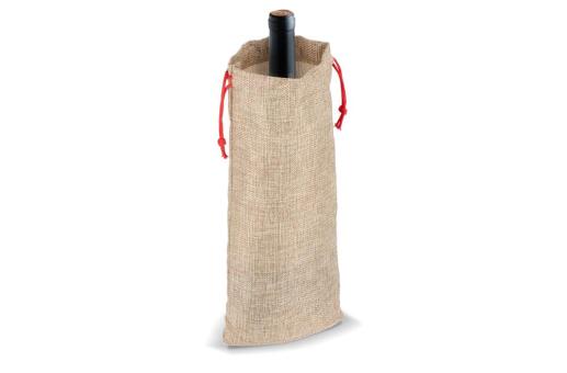 Jute-style bottle pouch 14 x 34 cm Nature