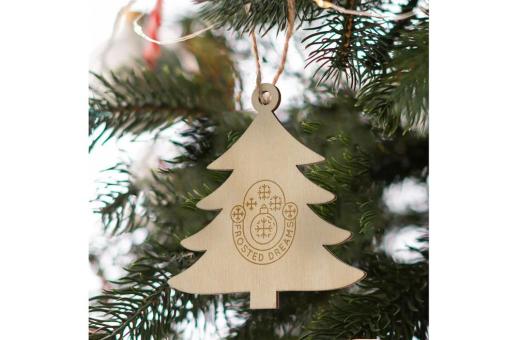 Baumförmiges Weihnachtsornament aus Holz Natur