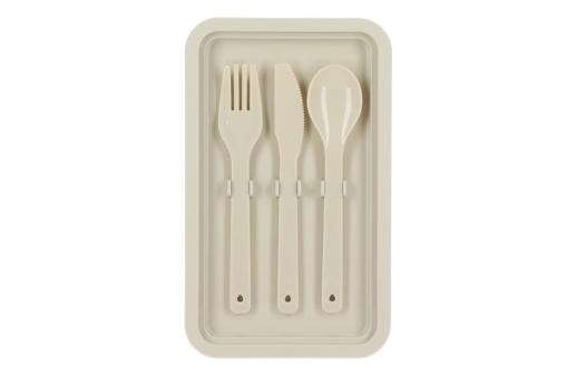 Double layer Lunch Box with Cutlery Fawn