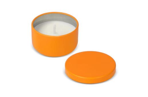 Asana unparfümierte Kerze auf Pflanzenbasis in recycelter Dose Orange